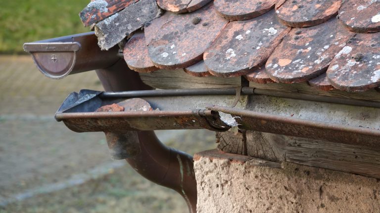 brown gutter damaged