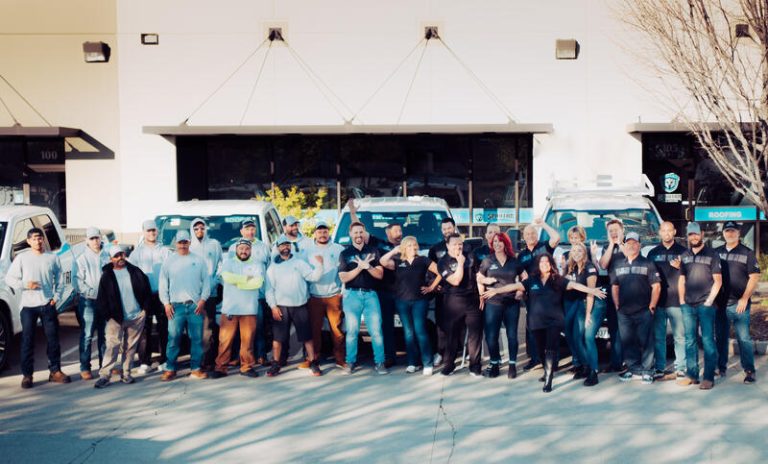 Spartan roofing crew group photo for roof repair in Rocklin CA